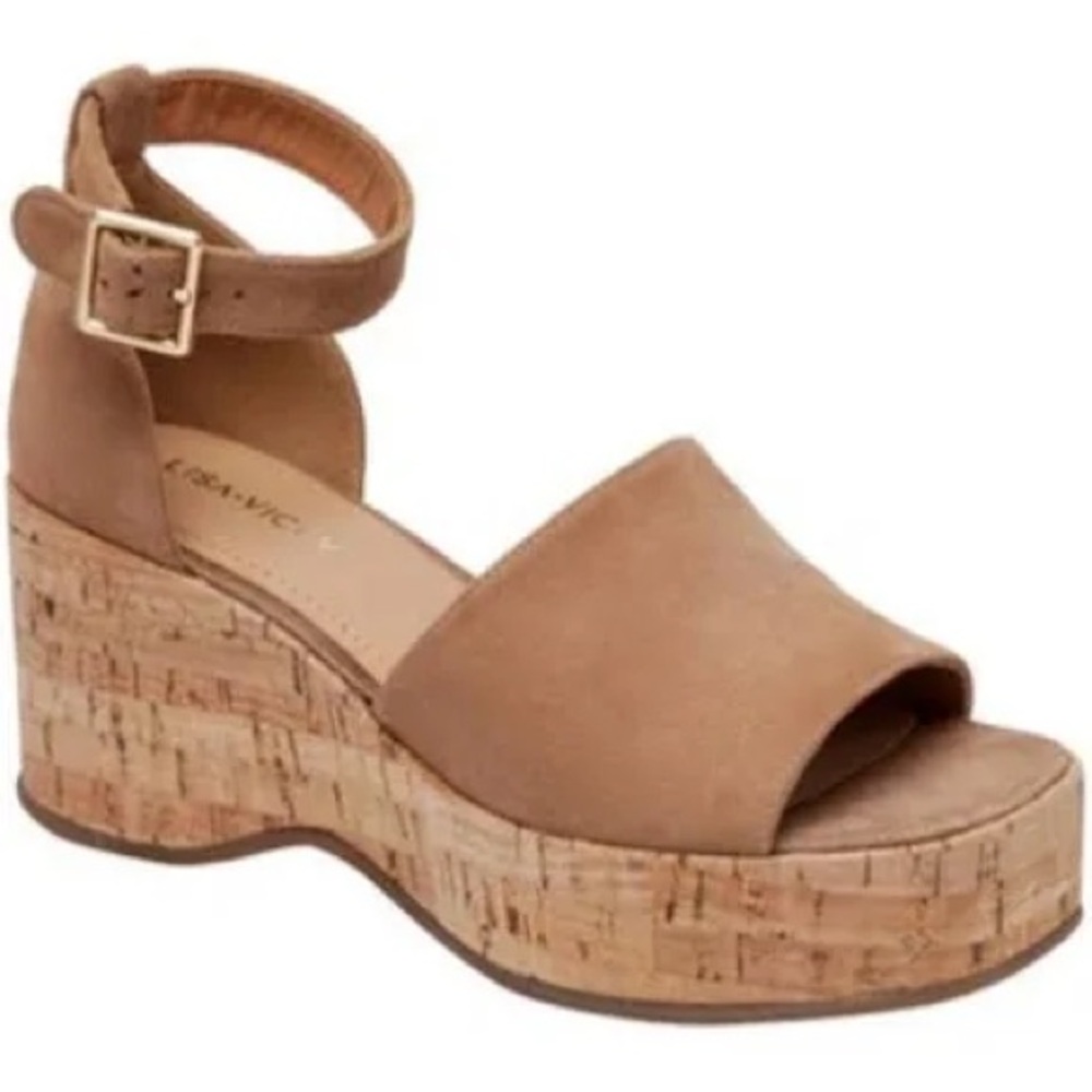 Lisa Vickey Women's Cork Cognac Brown Platform Sandals 8.5m